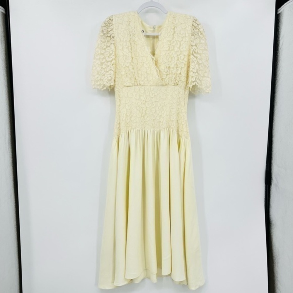 VTG 80 SAMANTHA BLACK HALLOWEEN BRIDE LACE FITTED WAIST WEDDING OCCASION DRESS 8